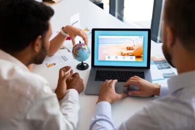 Cómo saber si una agencia de viajes es confiable: señales de ciberseguridad que sí importan hombre alto angulo trabajando agencia viajes 52683 136450 Cómo saber si una agencia de viajes es confiable: señales de ciberseguridad que sí importan